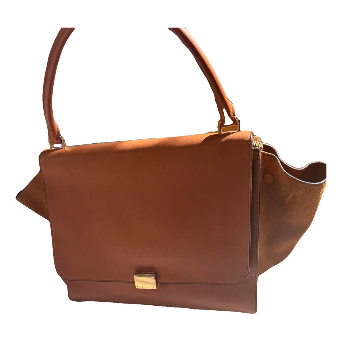 Trapèze leather handbag