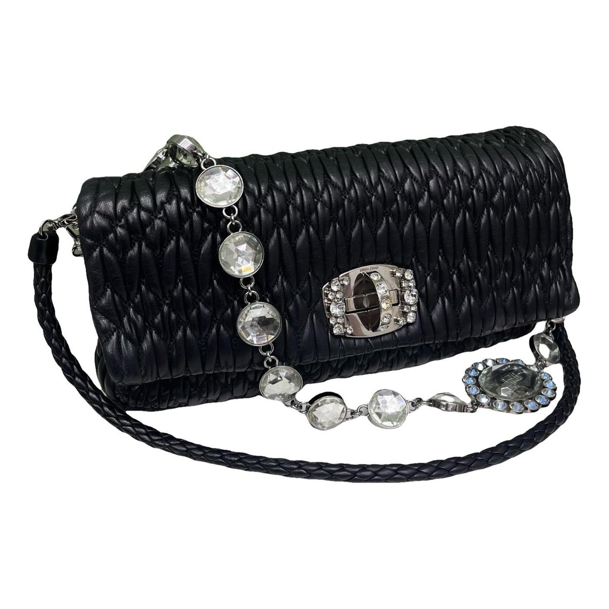 Miu Crystal leather handbag