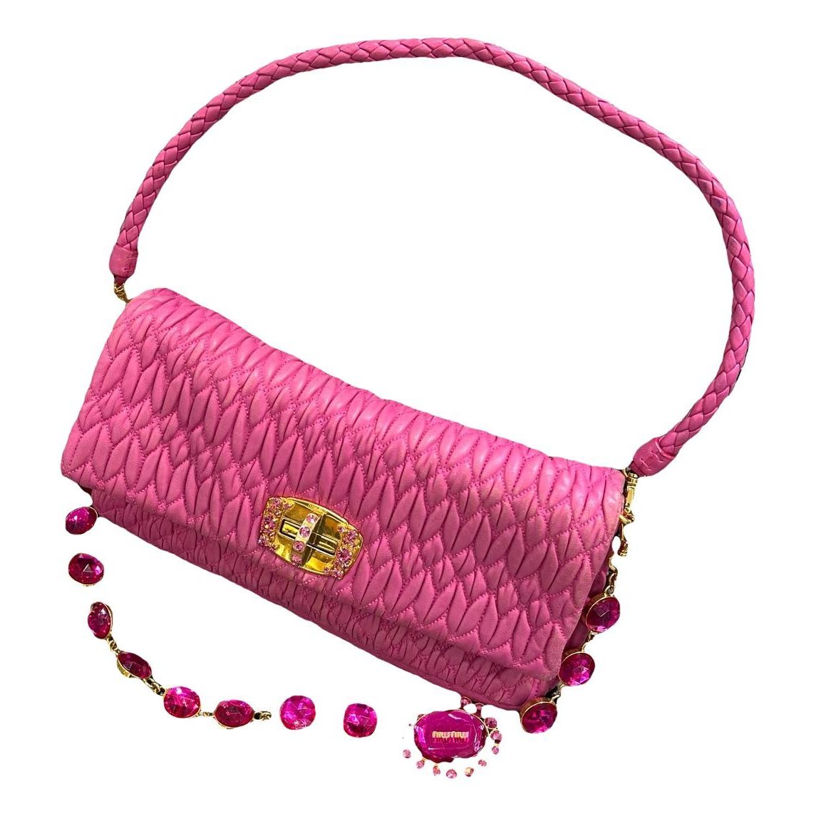 Miu Crystal leather handbag