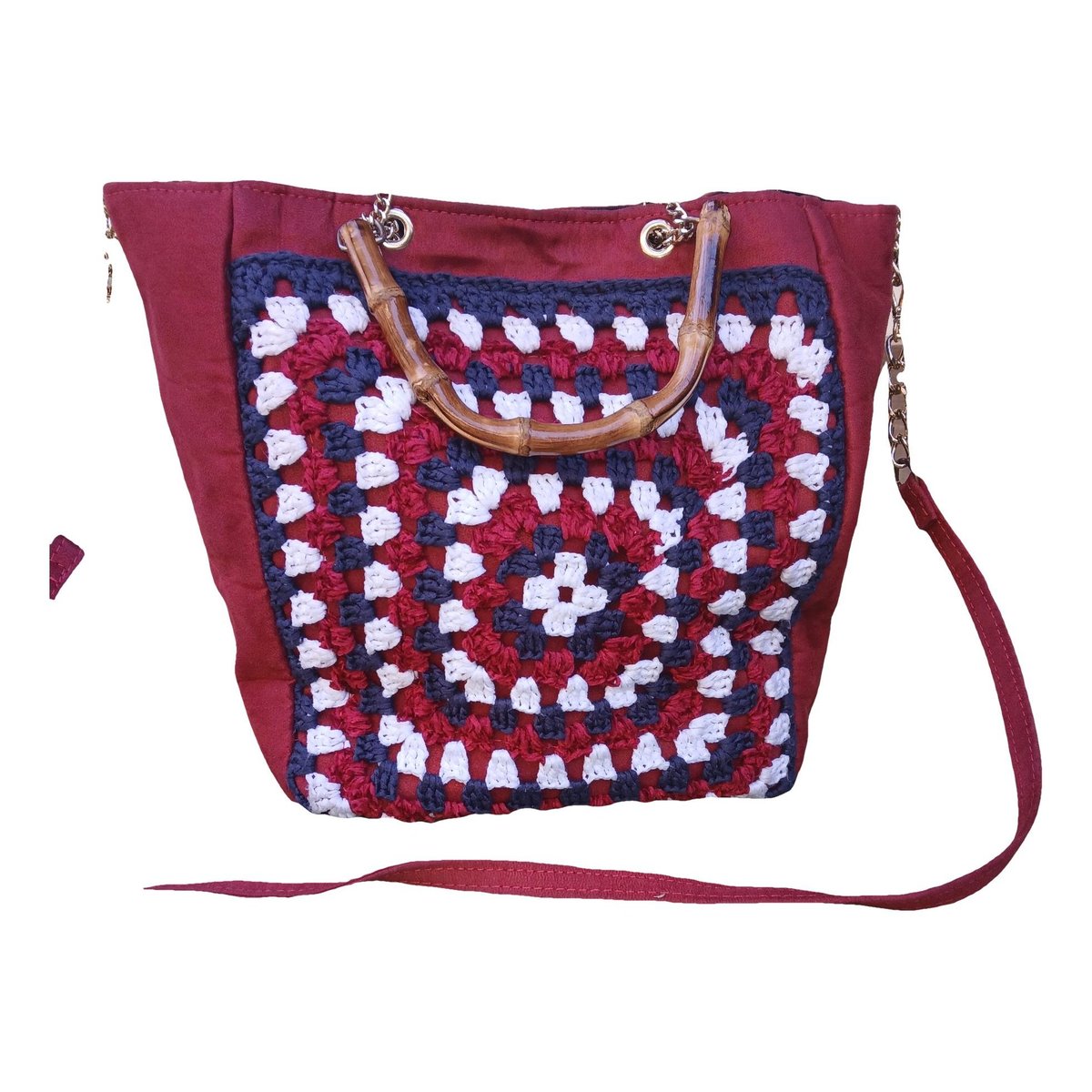 Crochet leather handbag