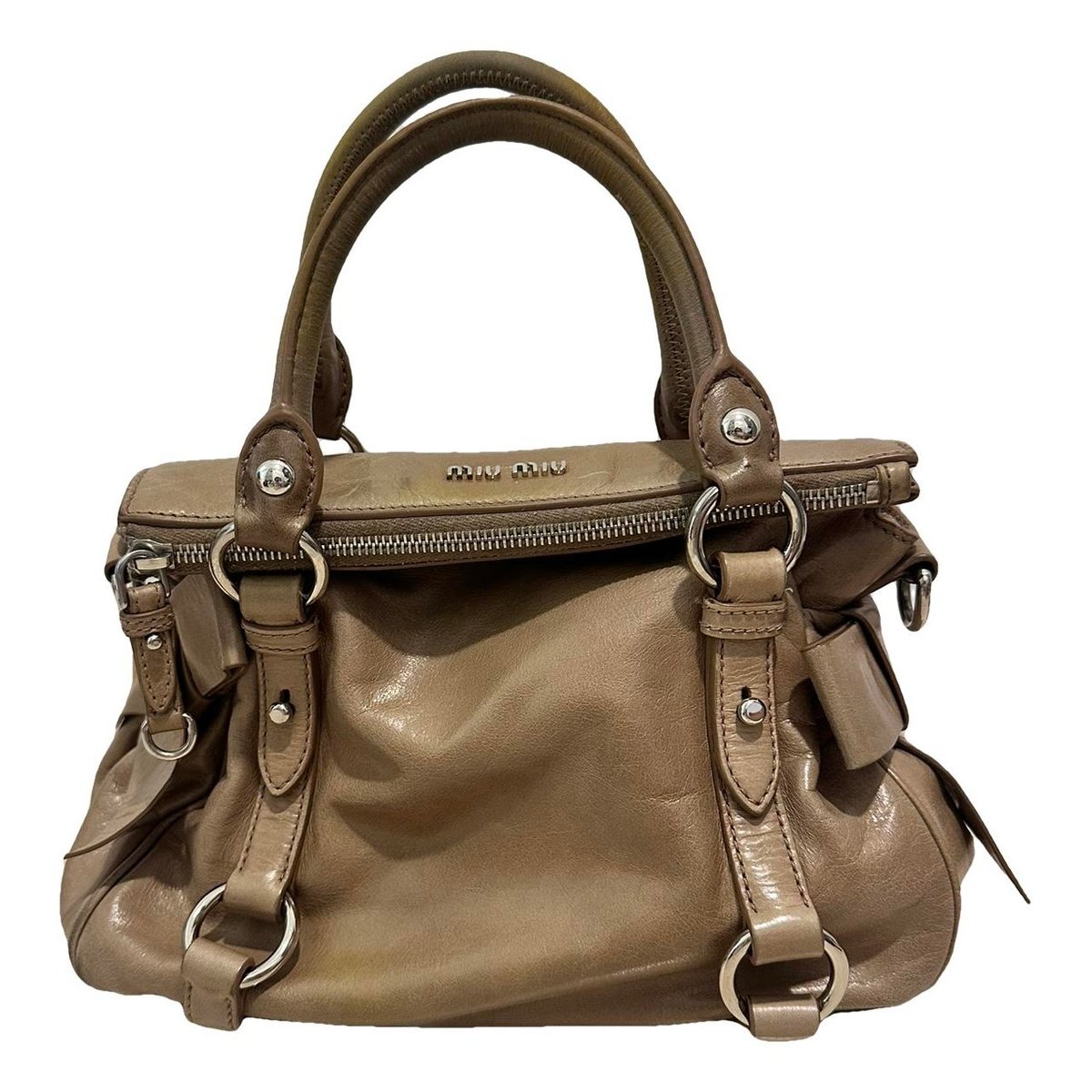 Bow bag leather handbag