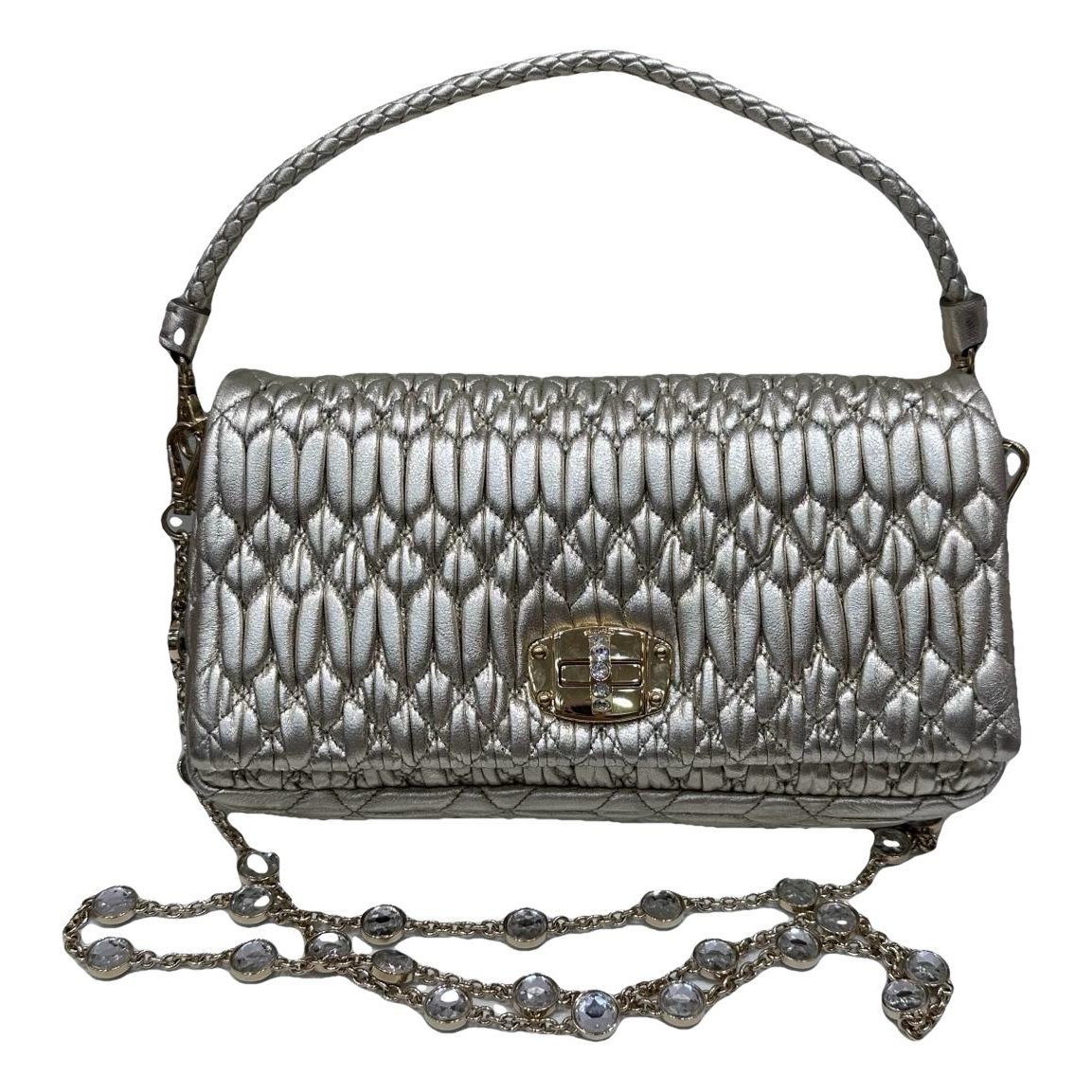 Miu Crystal leather handbag