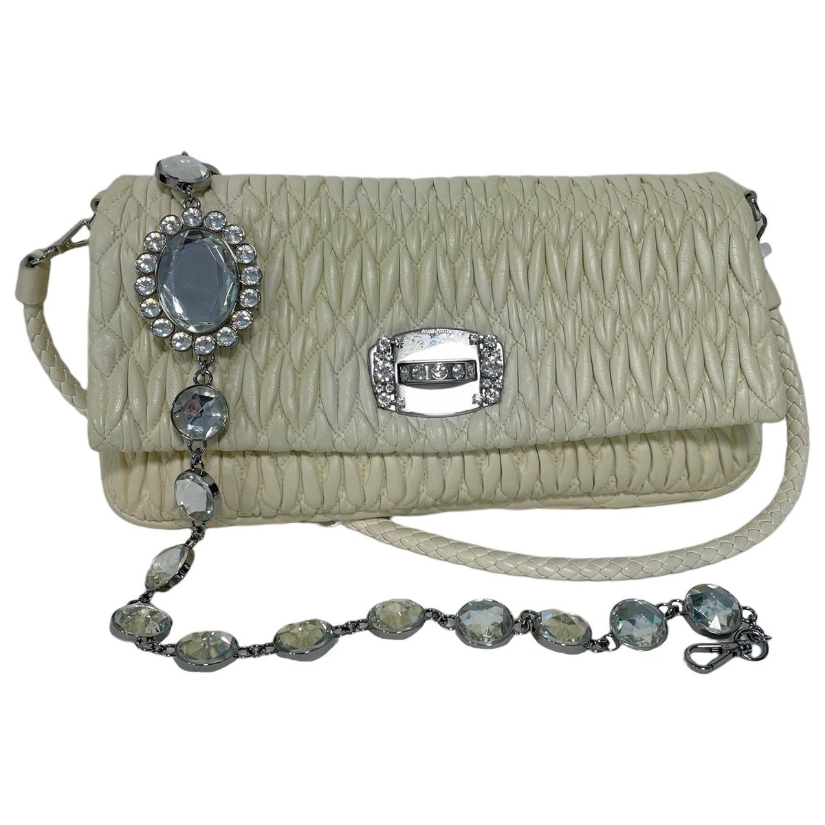 Miu Crystal leather handbag