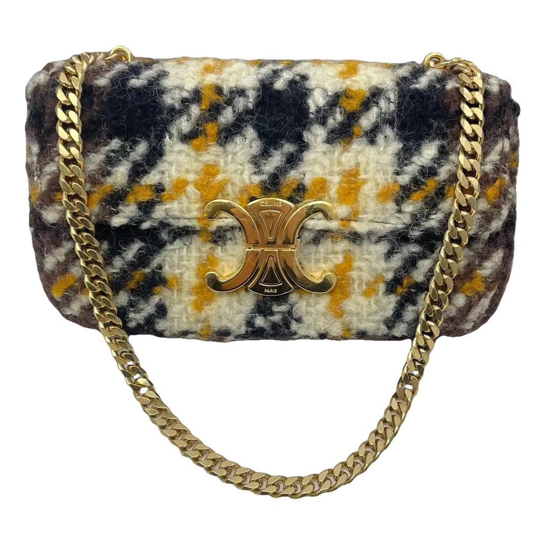 Triomphe chain tweed handbag