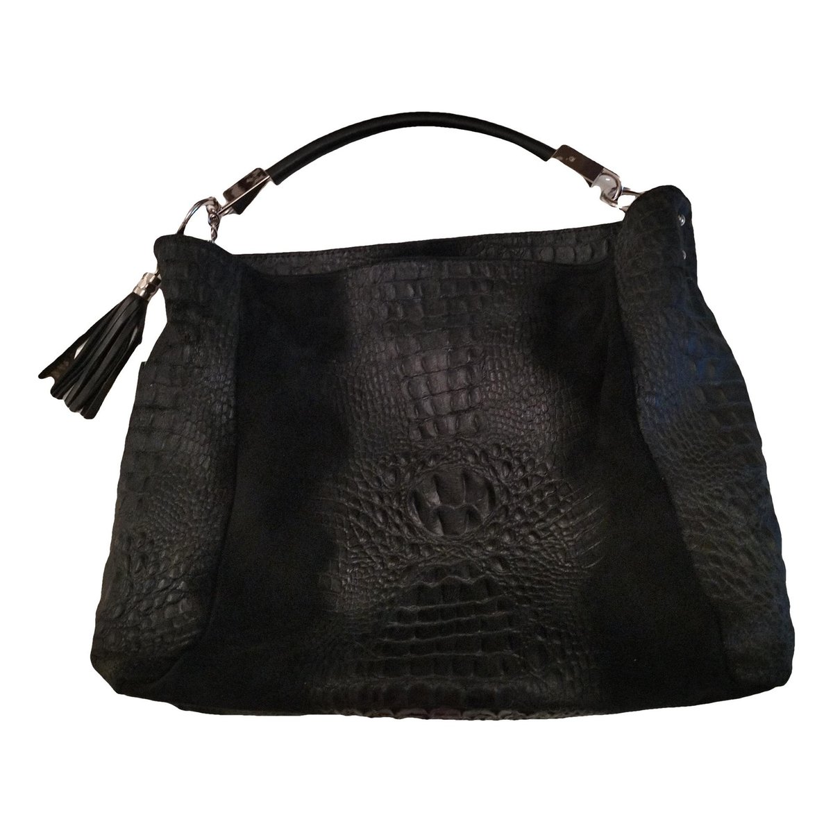 Crochet leather handbag