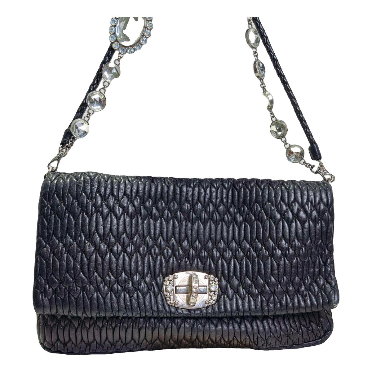Miu Crystal leather handbag