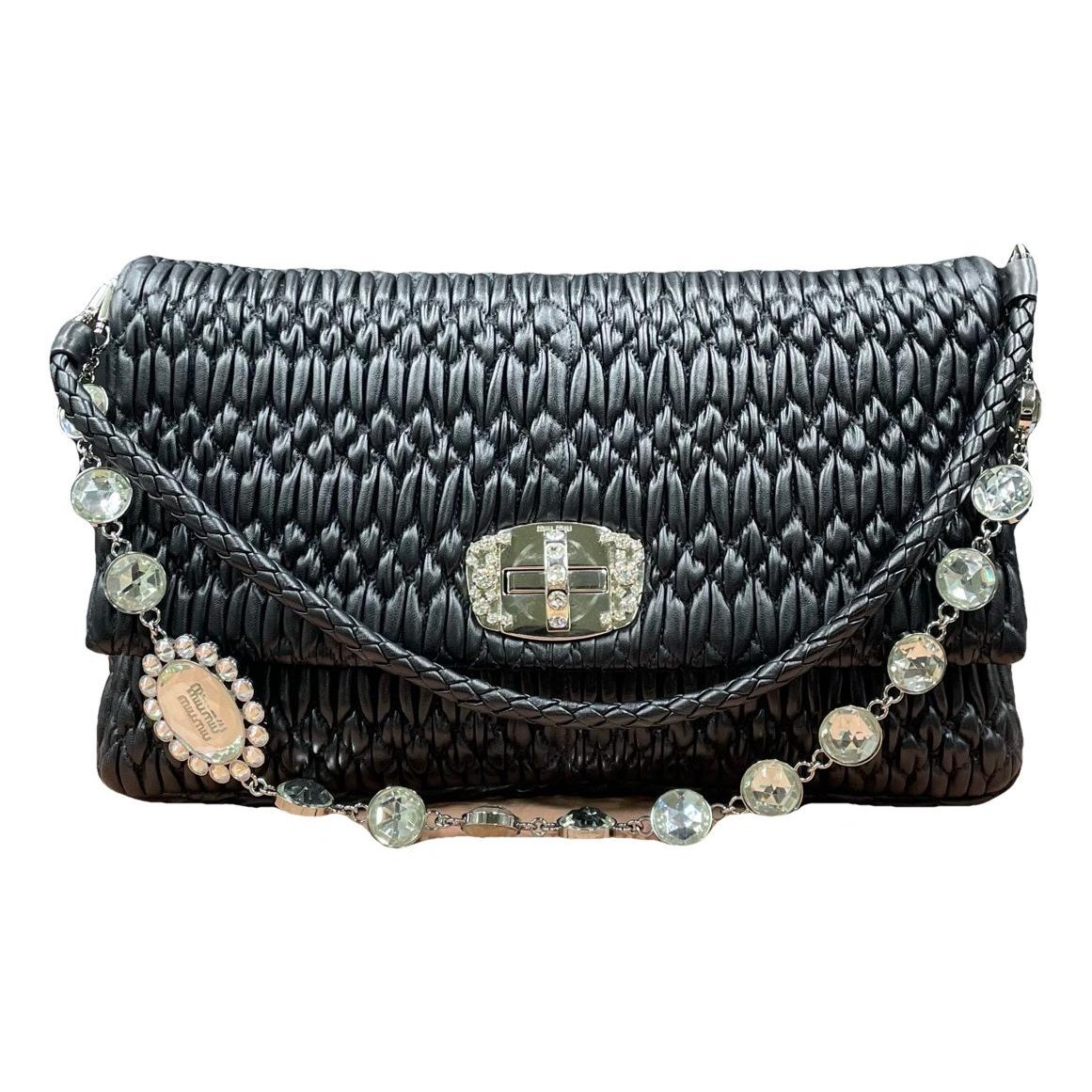Miu Crystal leather handbag