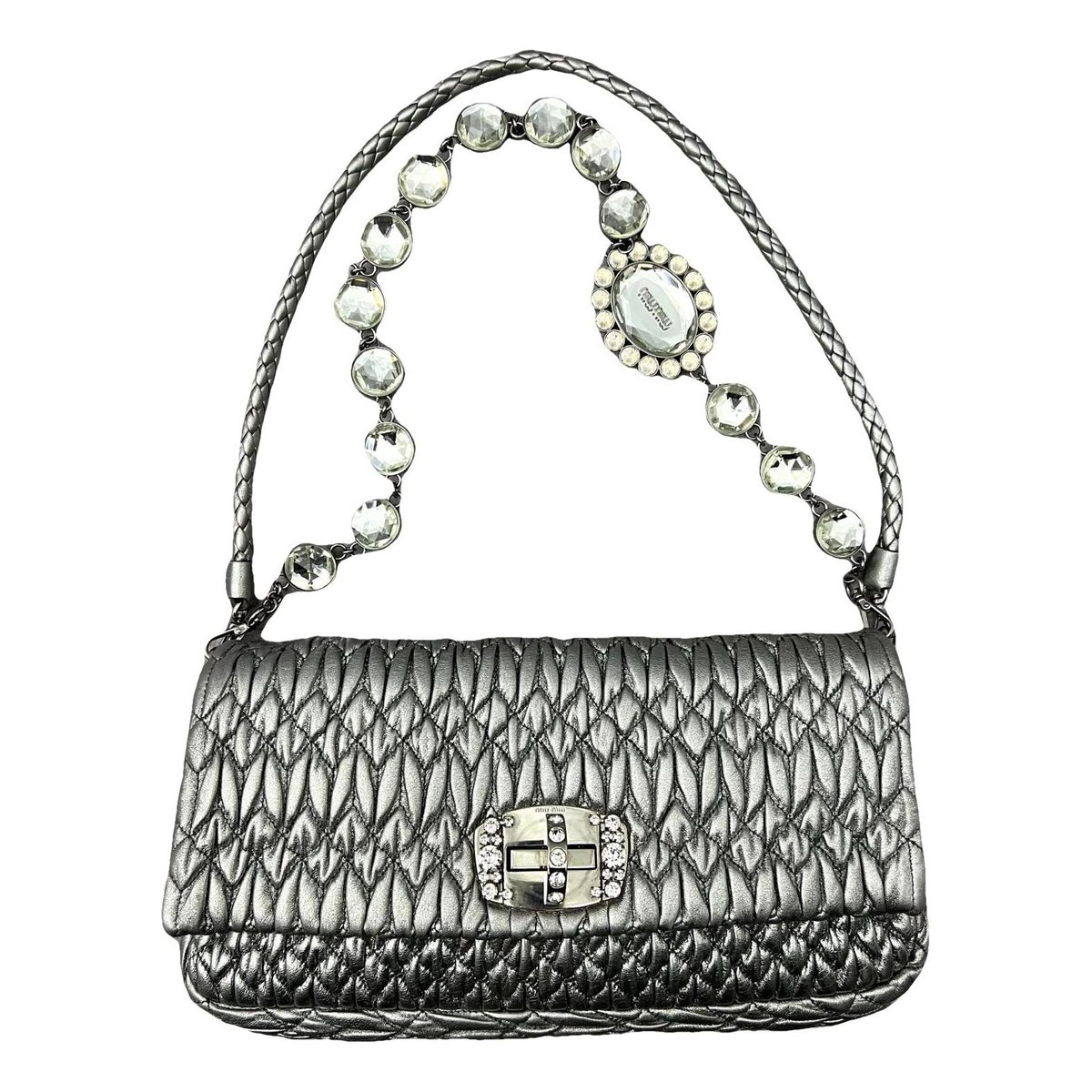 Miu Crystal leather handbag