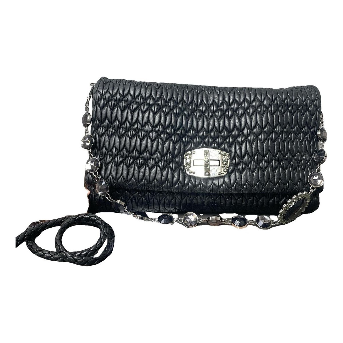 Miu Crystal leather handbag