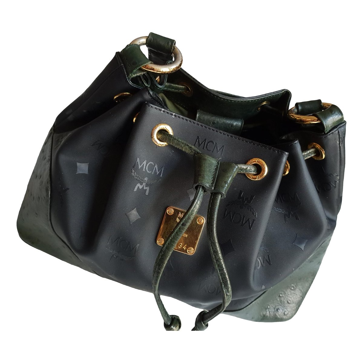 Heritage Drawstring ostrich handbag