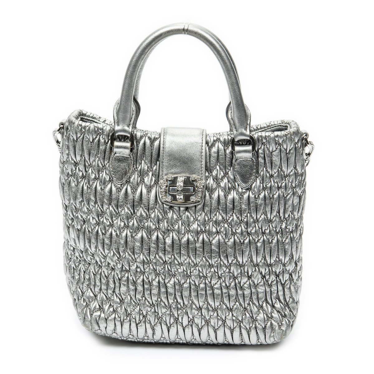 Miu Crystal leather handbag