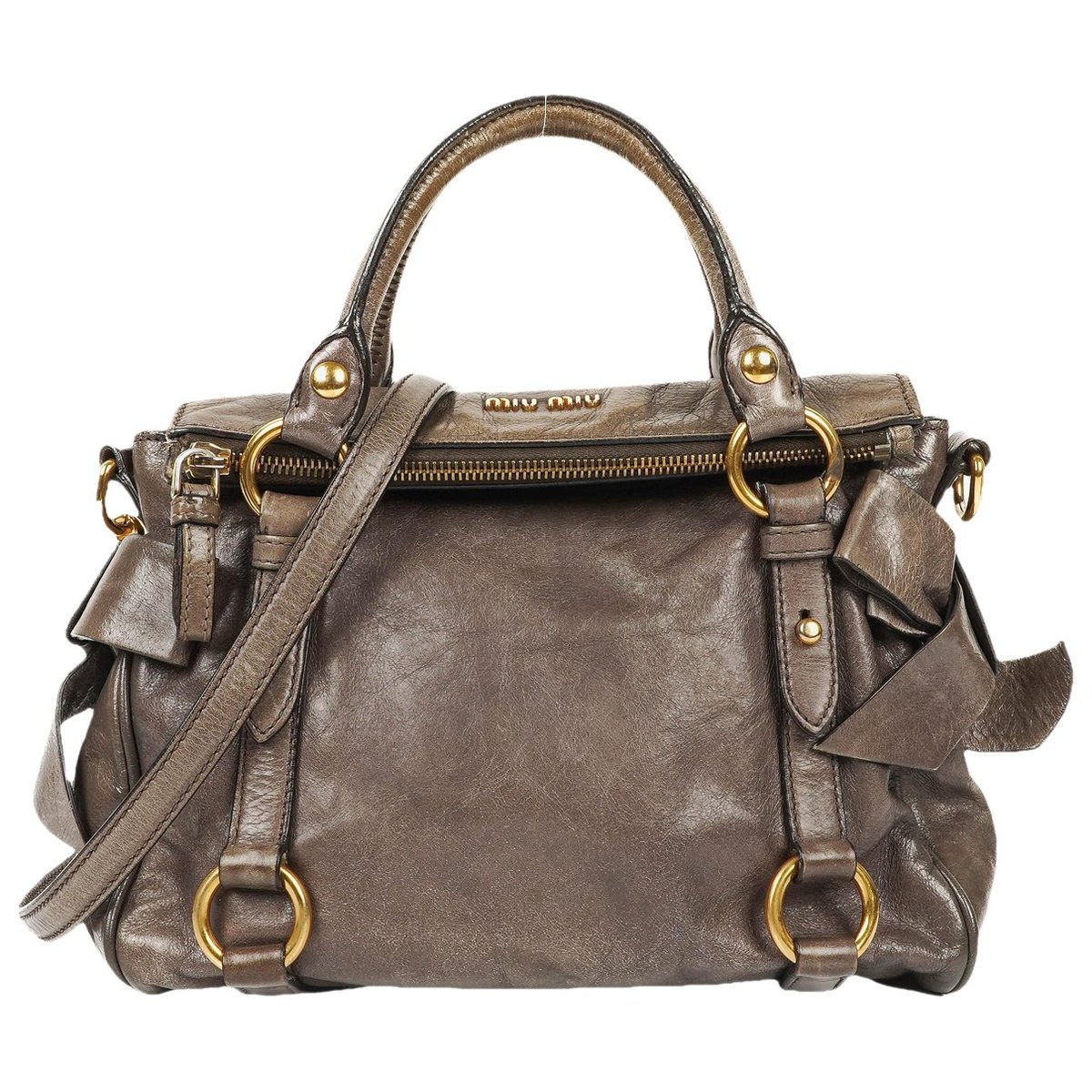 Bow bag leather handbag