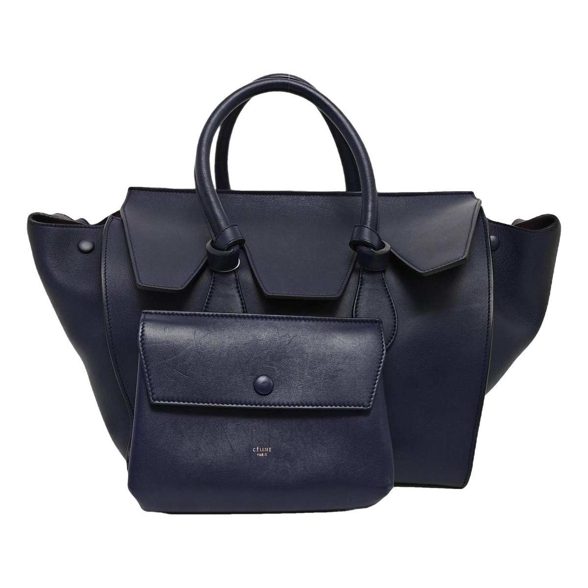 Tie leather handbag
