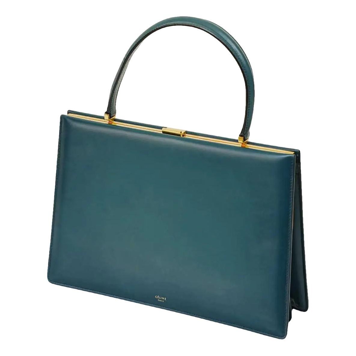 Clasp leather handbag