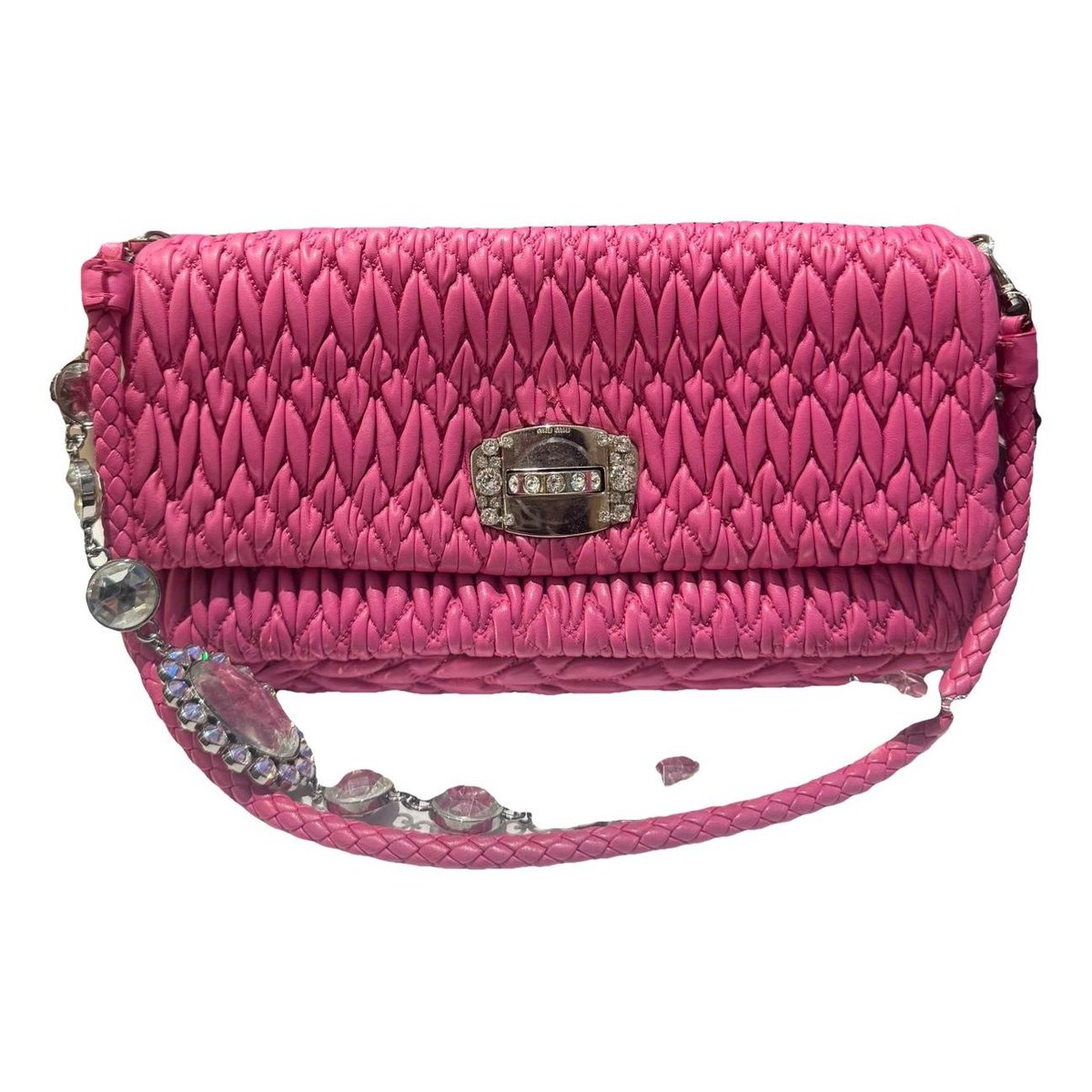 Miu Crystal leather handbag