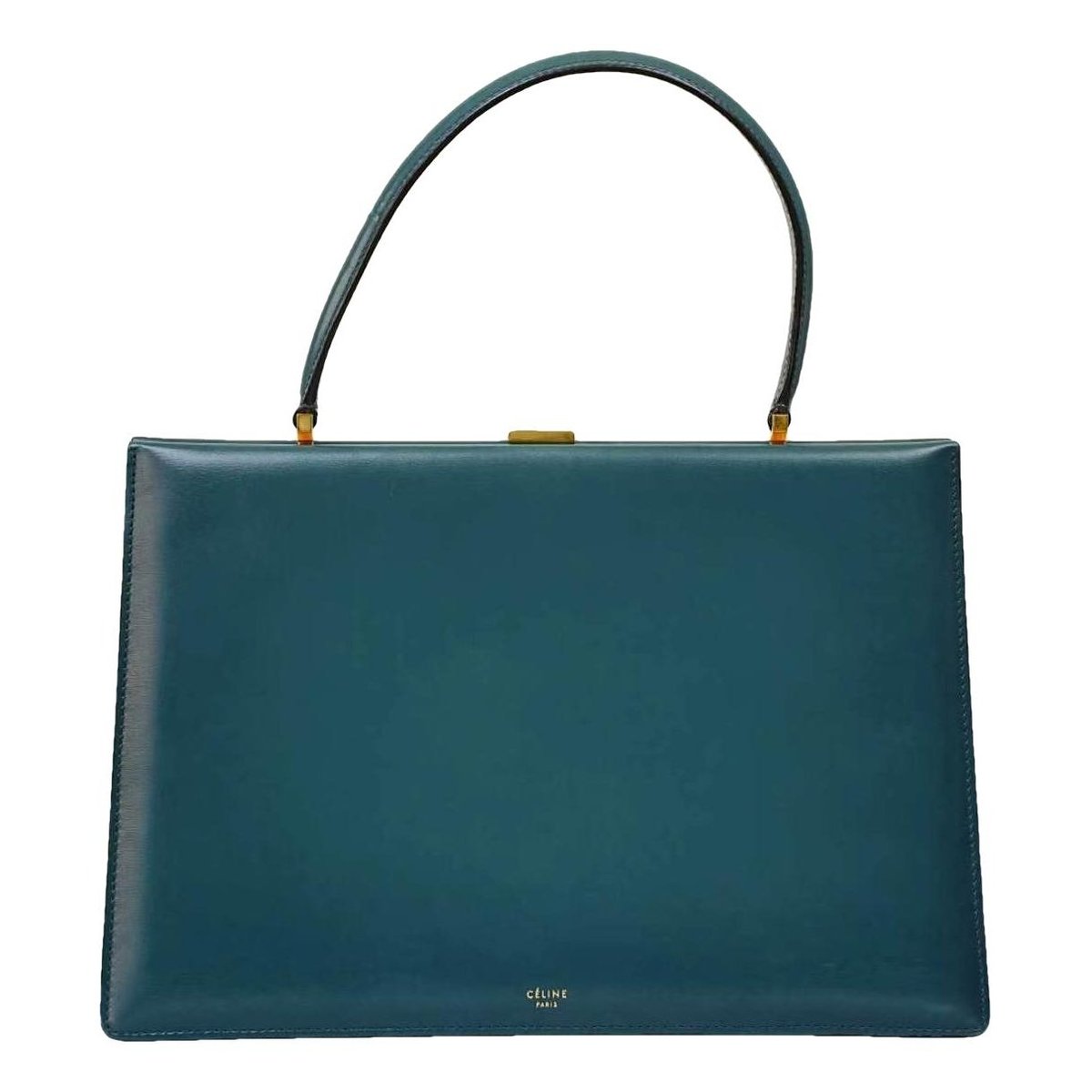 Clasp leather handbag