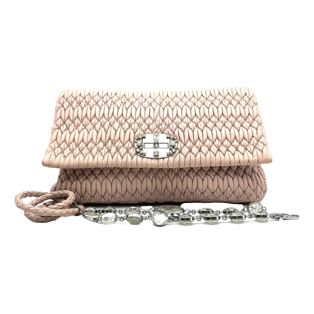 Miu Crystal leather handbag