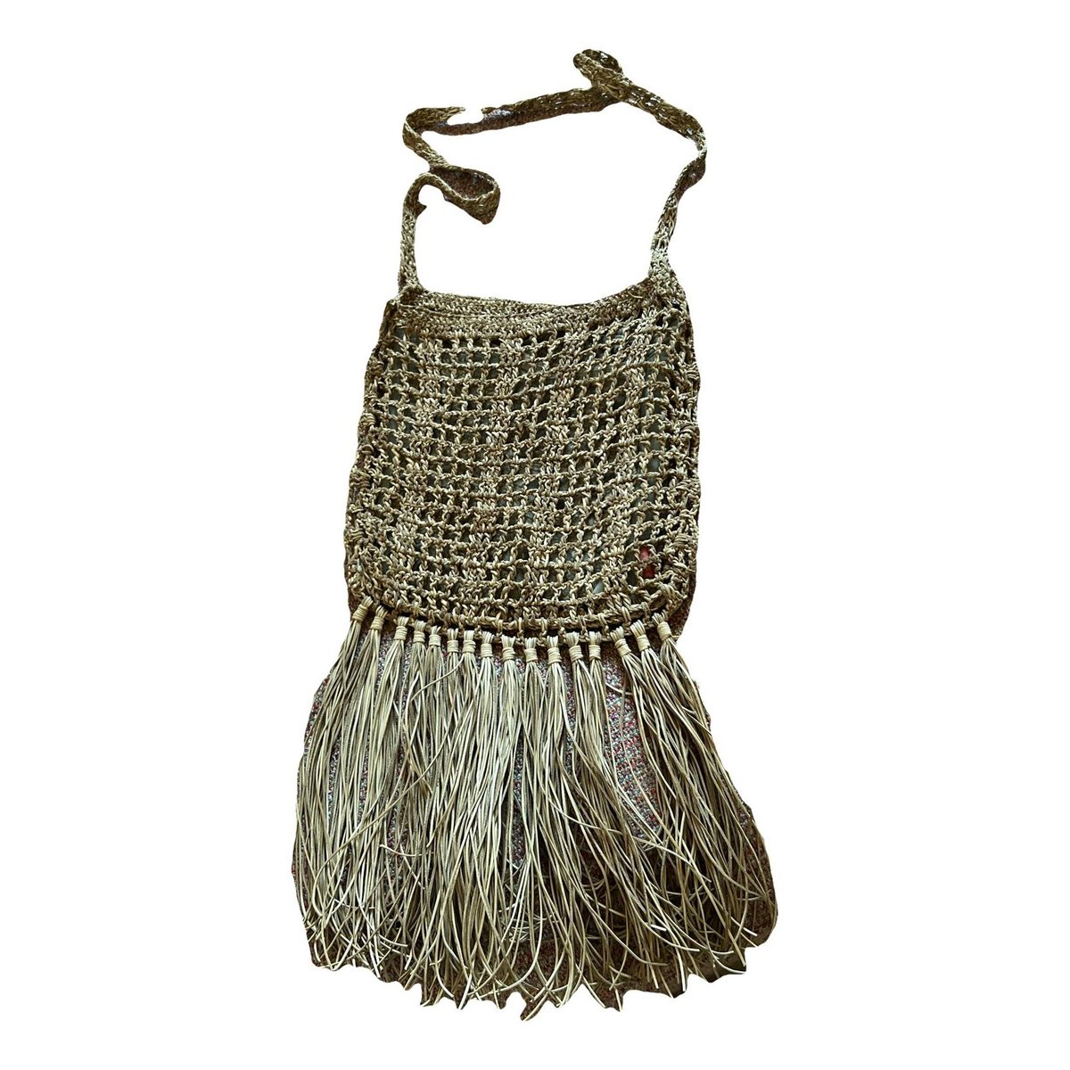 Crochet leather crossbody bag