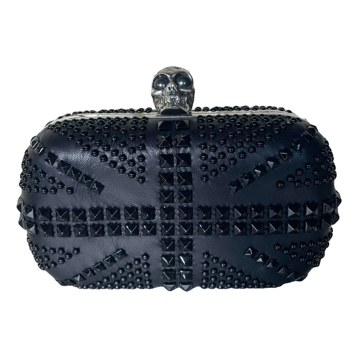 Skull leather clutch bag