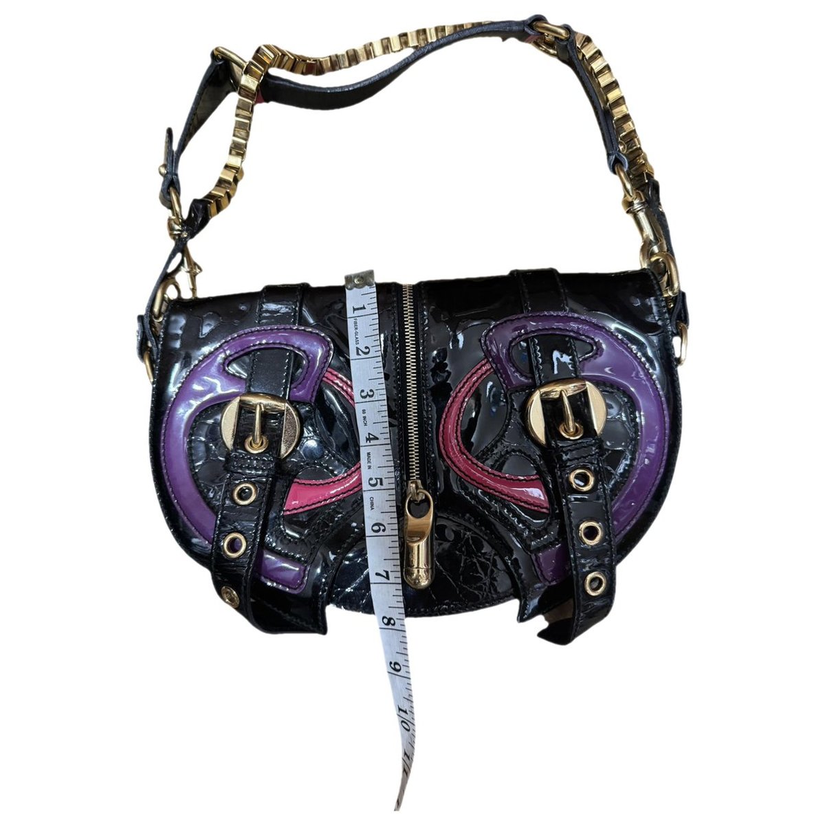 Patent leather handbag
