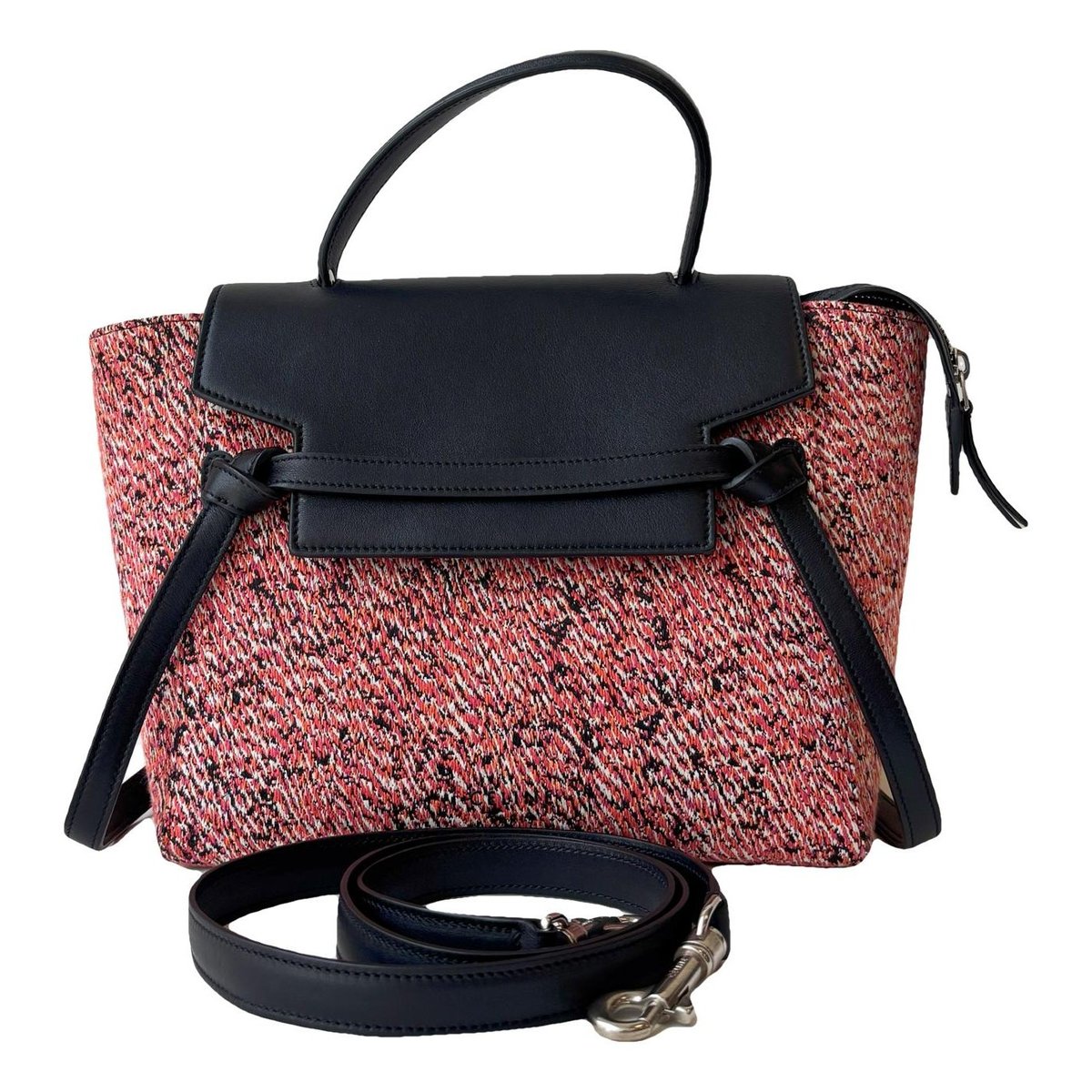 Belt tweed handbag