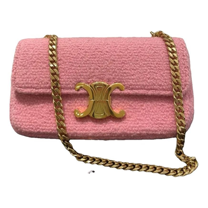 Triomphe chain wool crossbody bag