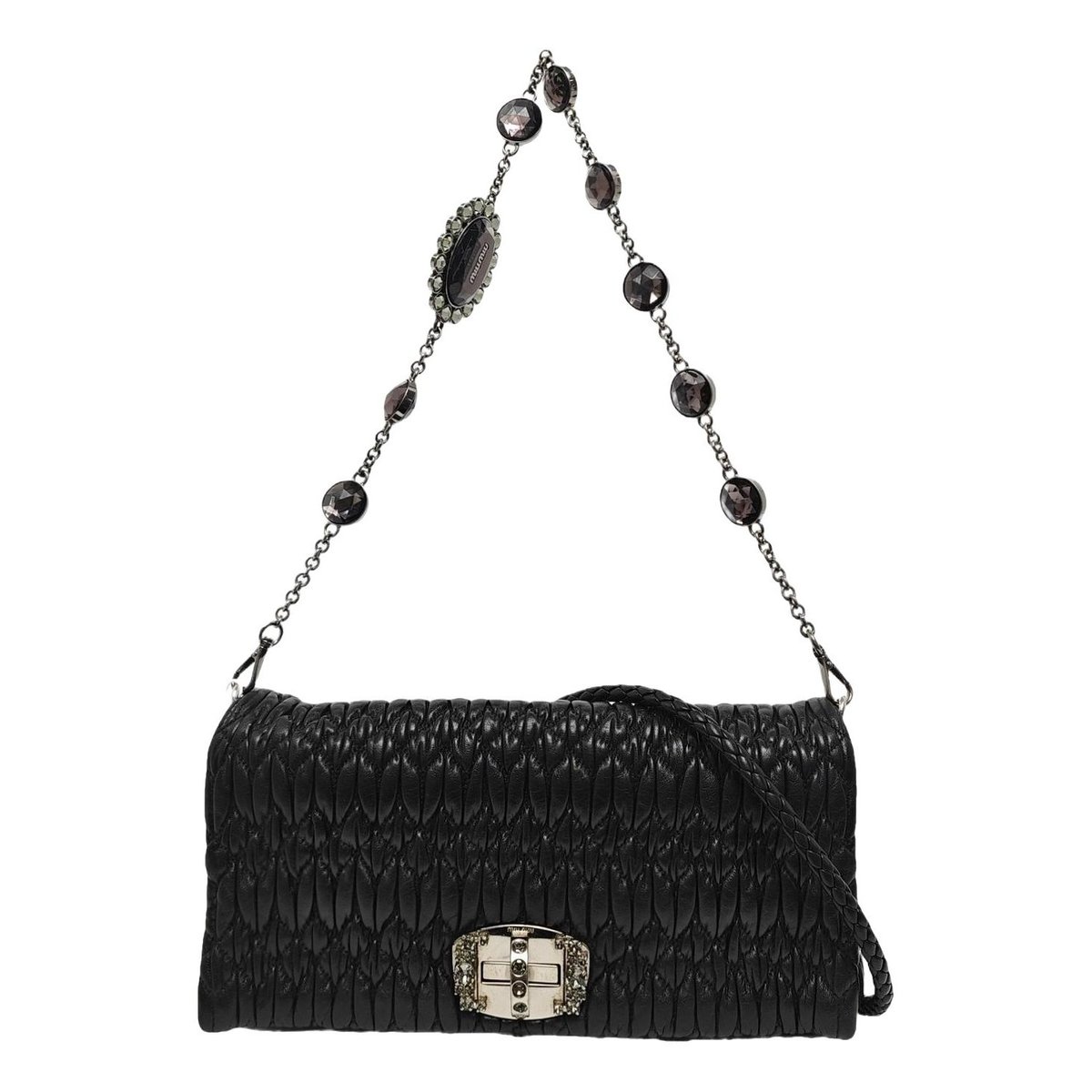 Miu Crystal leather handbag