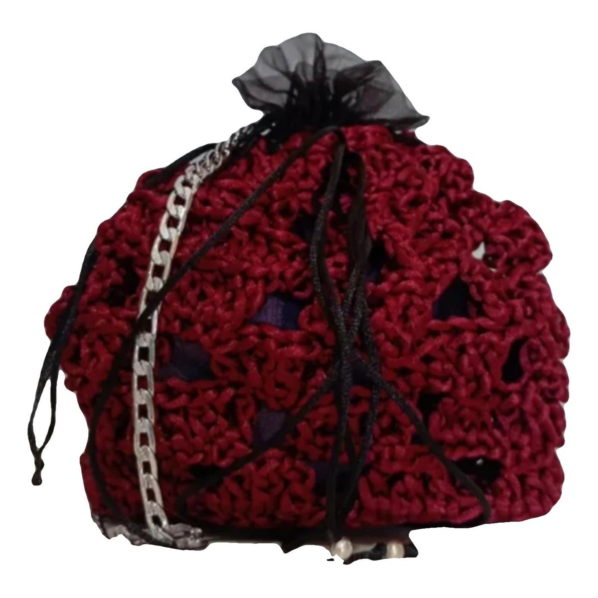 Crochet silk handbag
