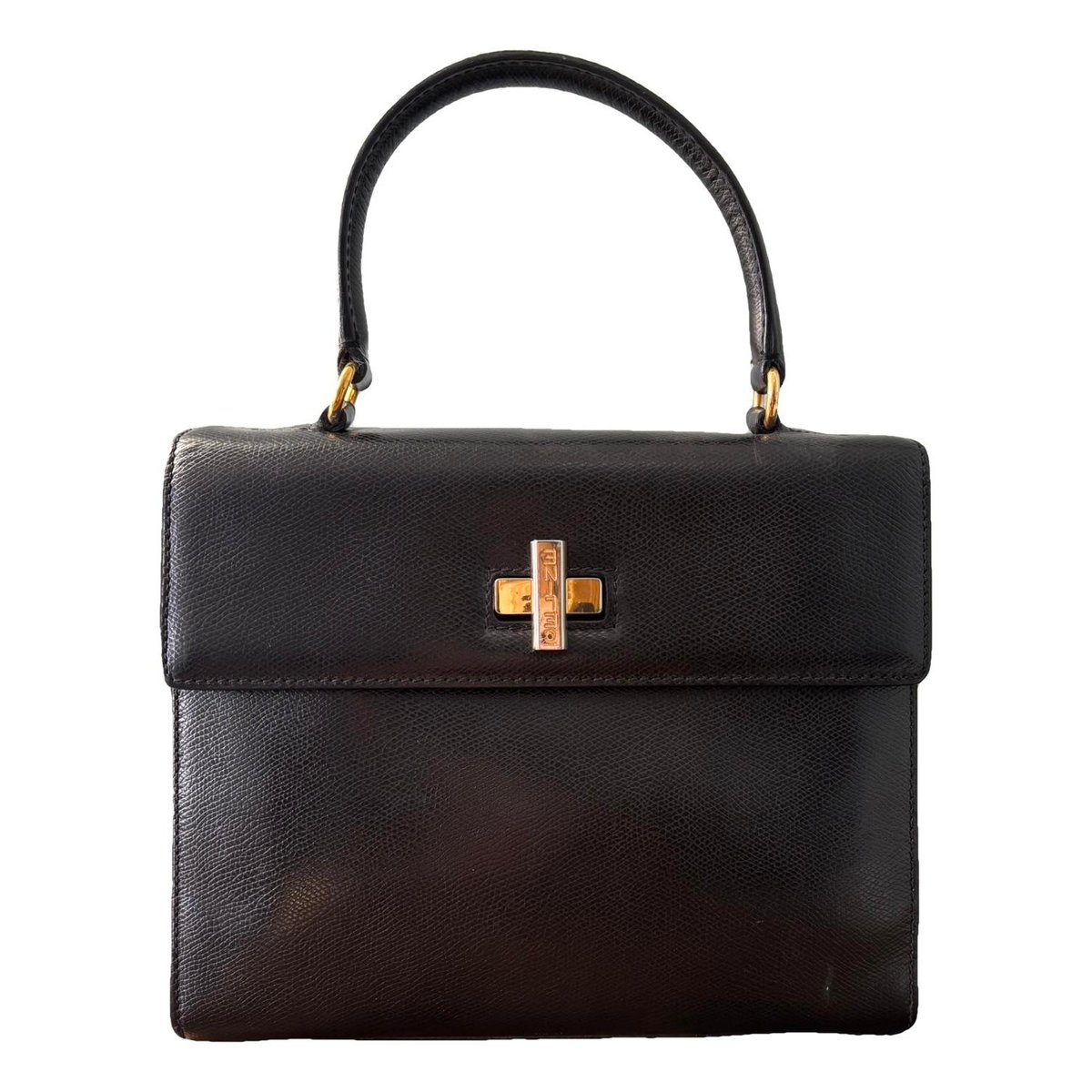Clasp leather handbag