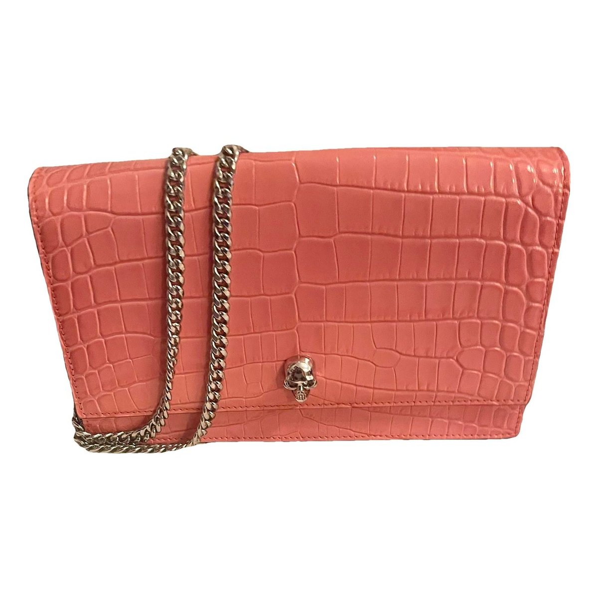Skull leather clutch bag