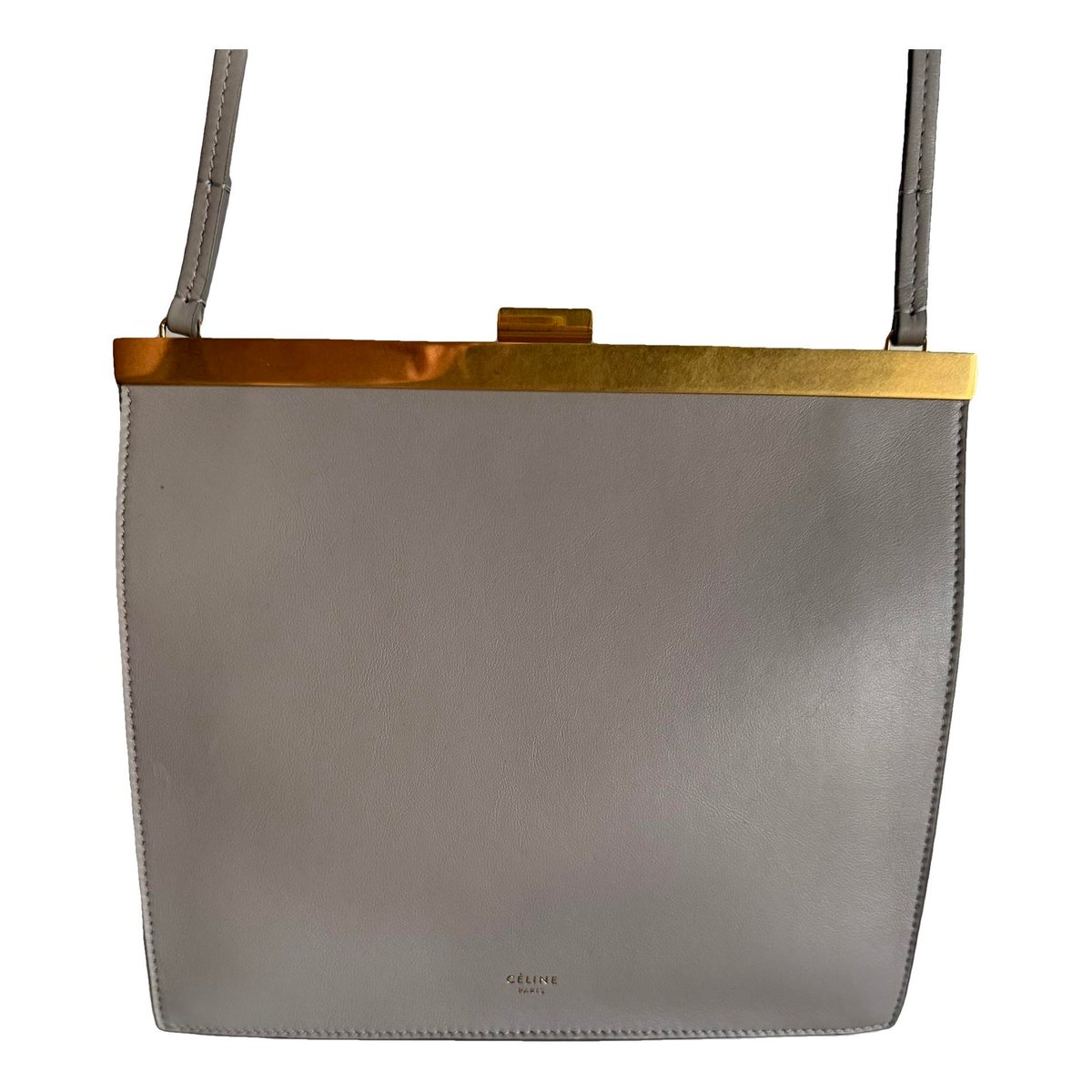 Clasp leather handbag