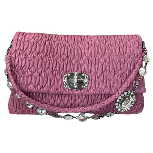 Miu Crystal leather handbag