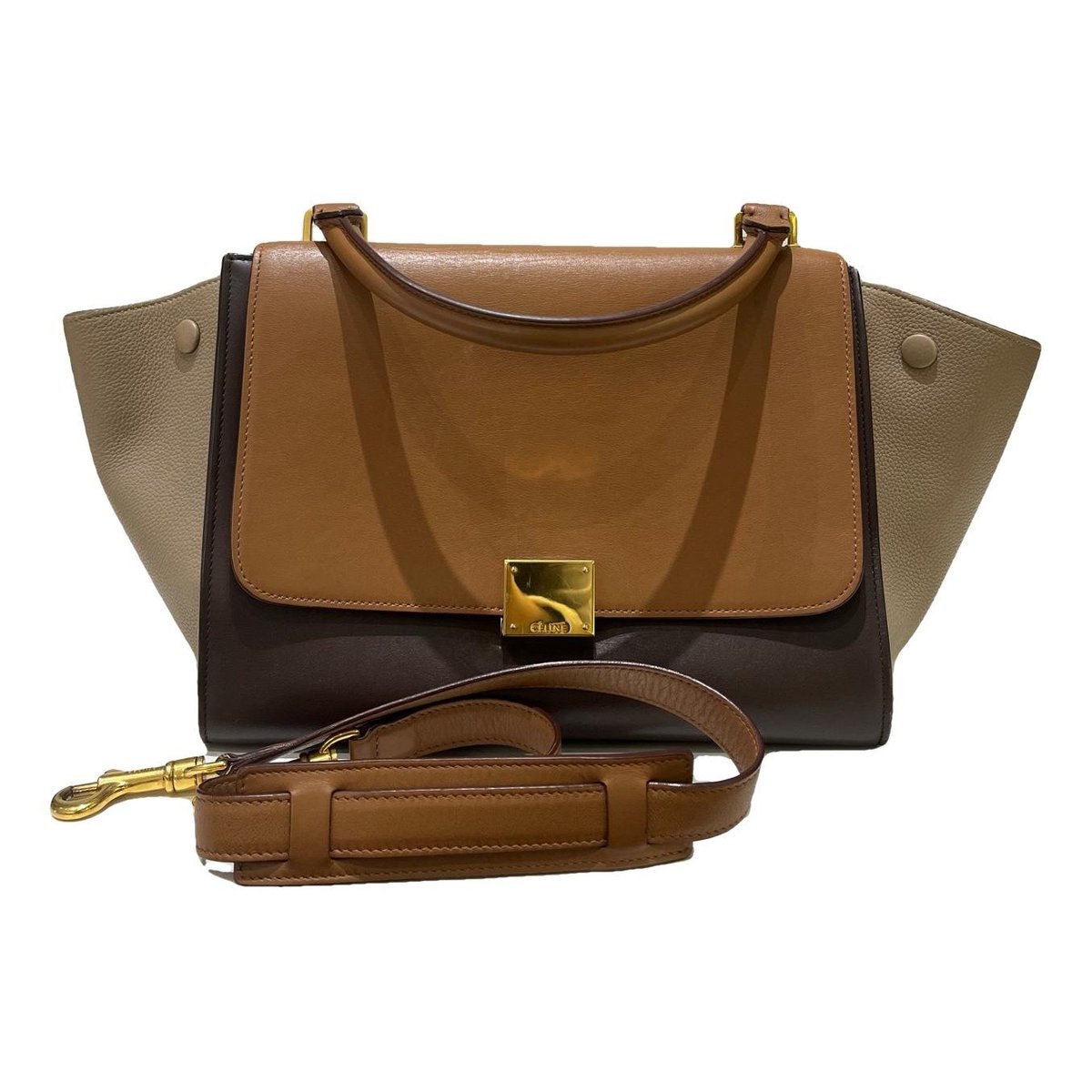 Trapèze leather handbag