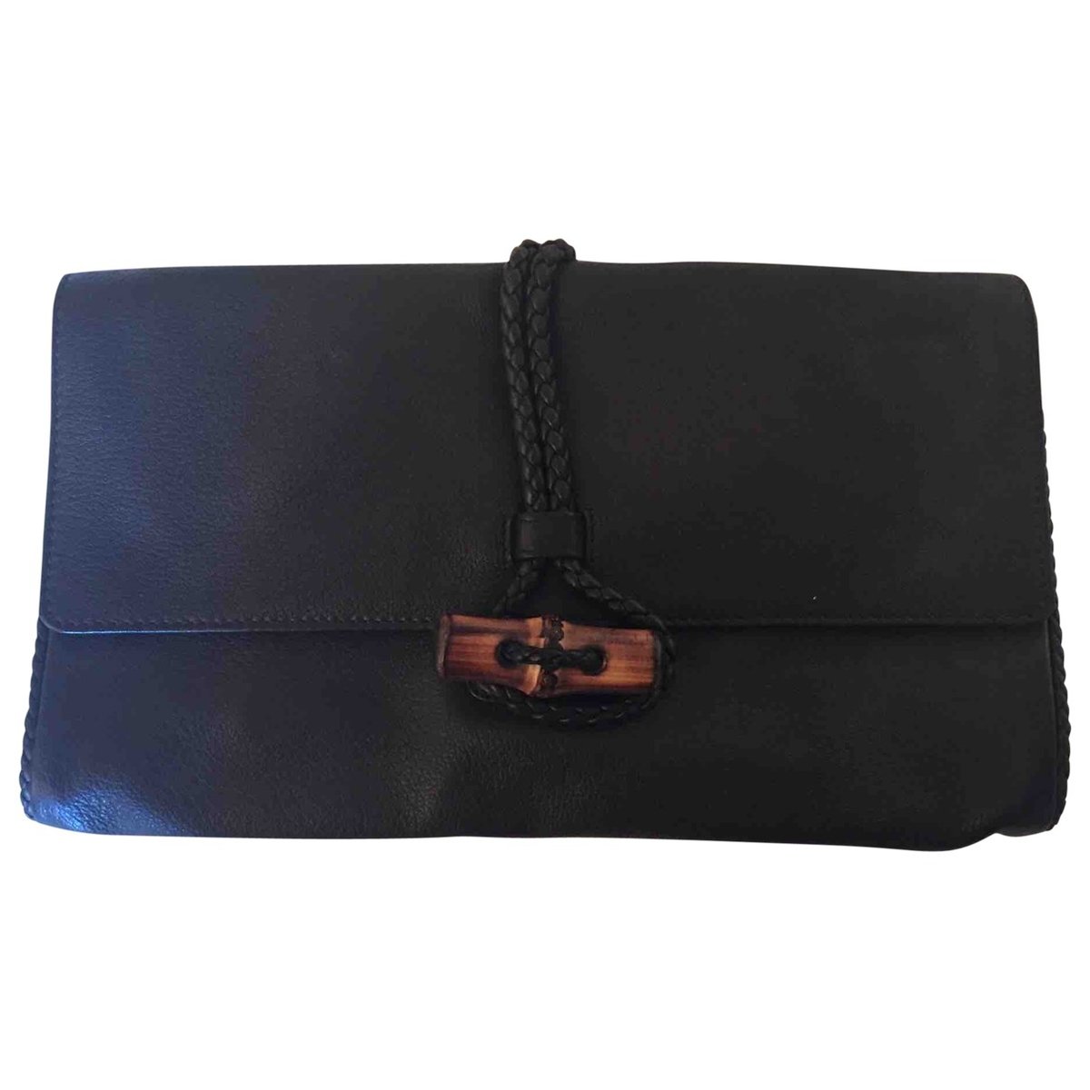 Bamboo leather clutch bag