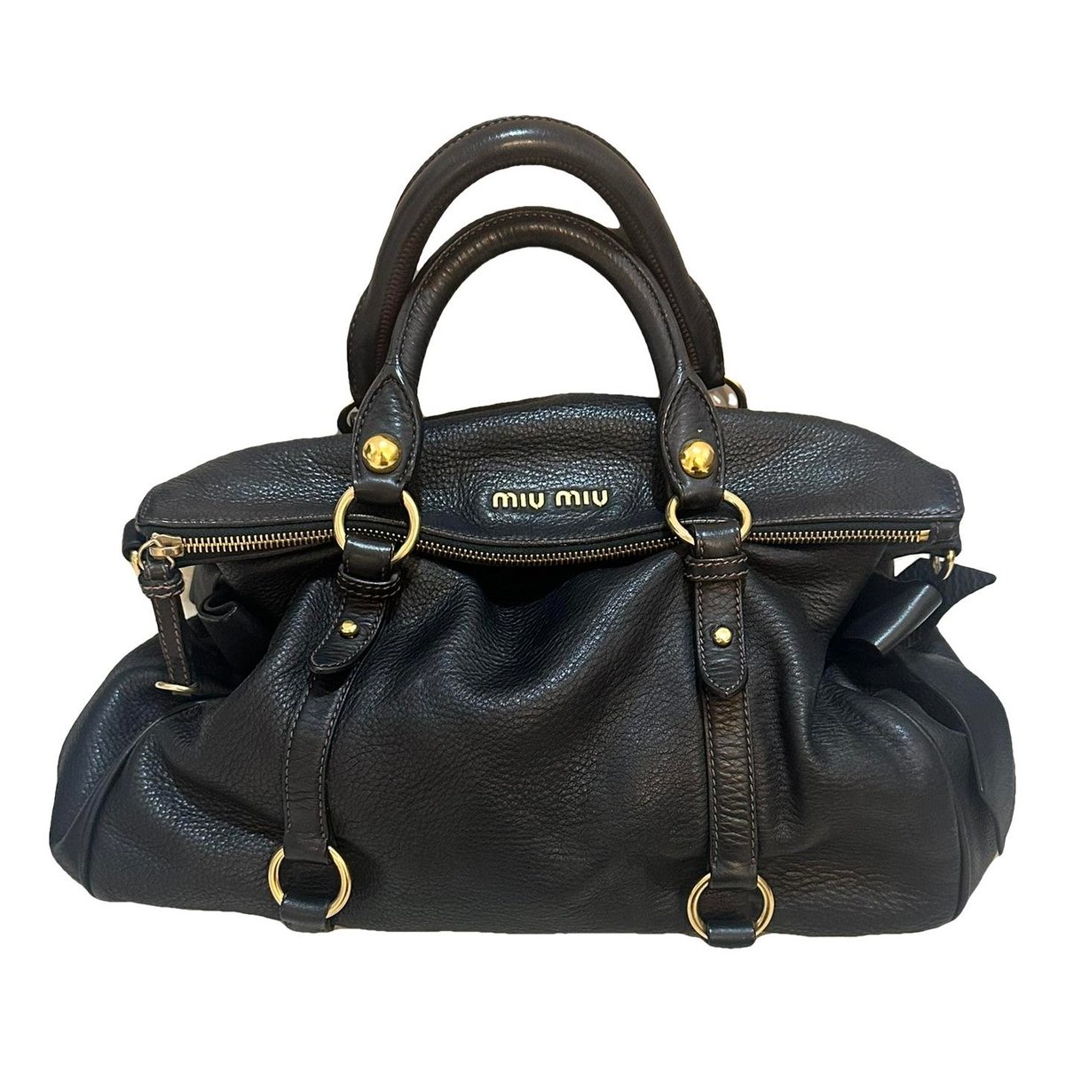 Bow bag leather handbag