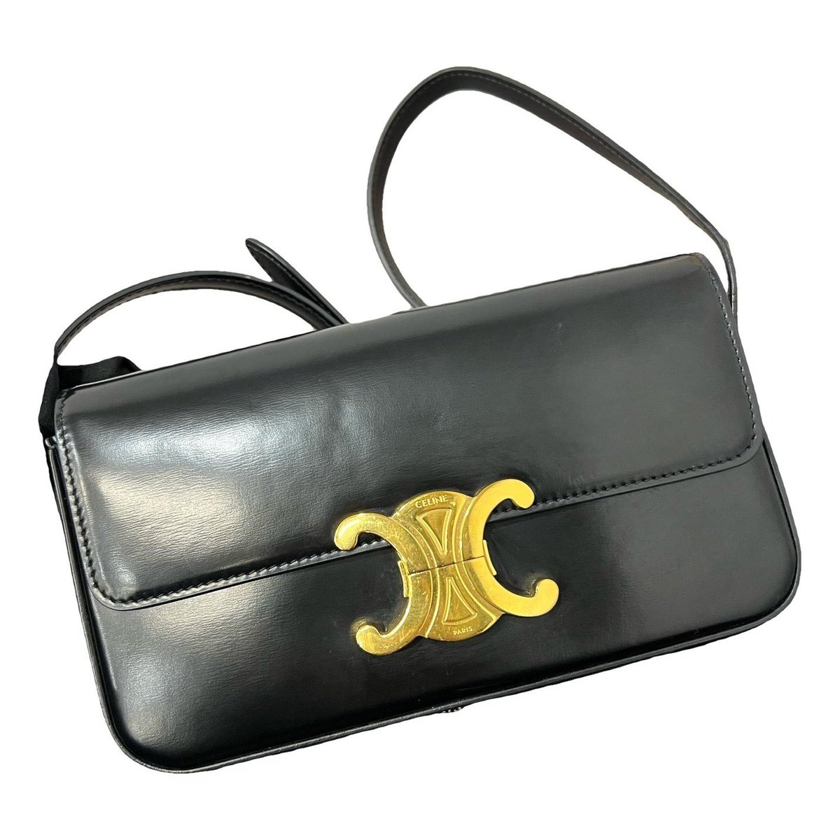 Triomphe chain leather handbag