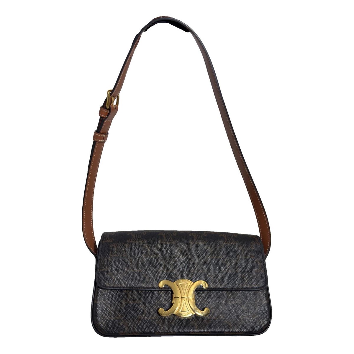 Triomphe chain leather handbag