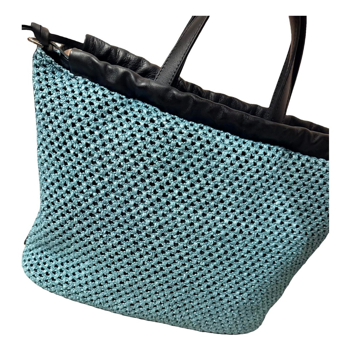Crochet leather handbag