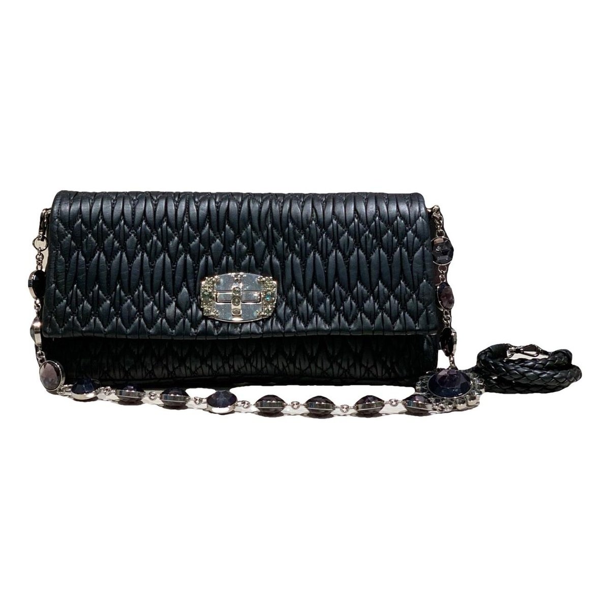 Miu Crystal leather handbag