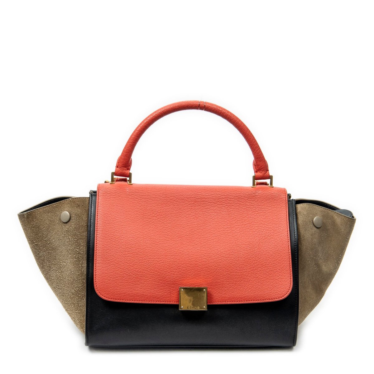 Trapèze leather handbag