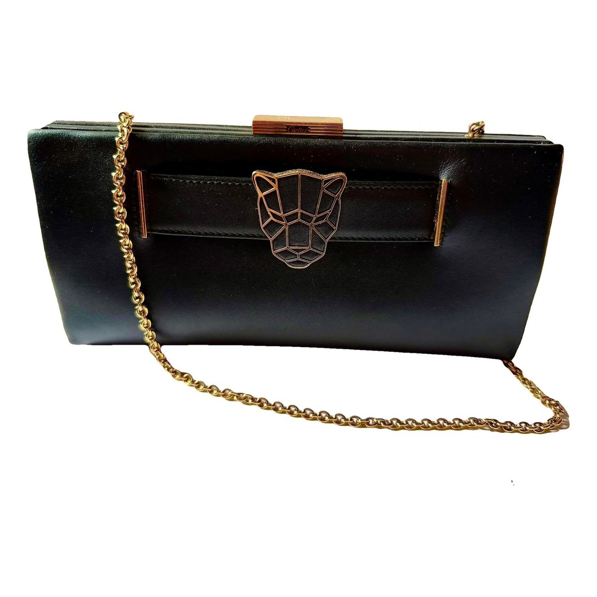 Panthère leather clutch bag
