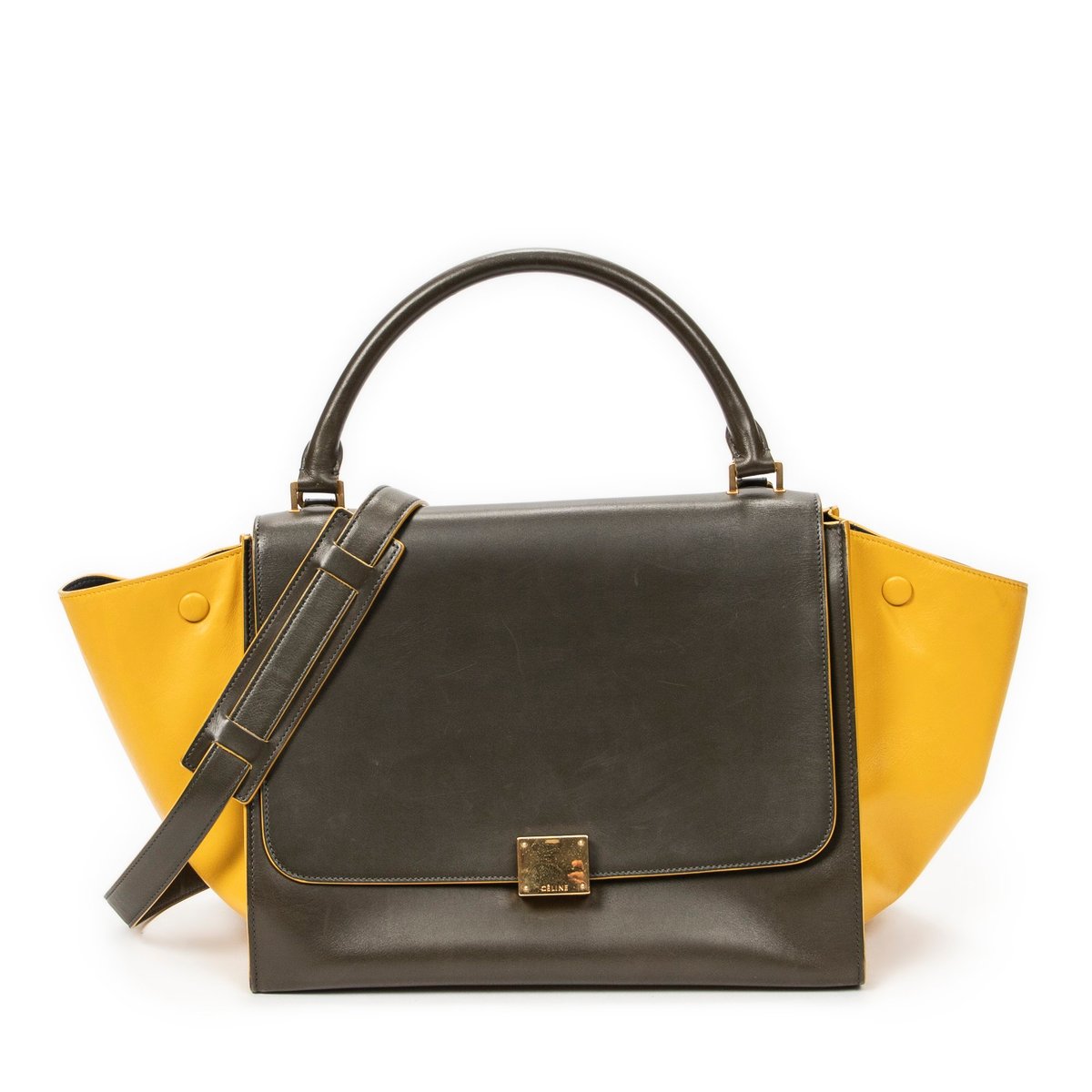 Trapèze leather handbag