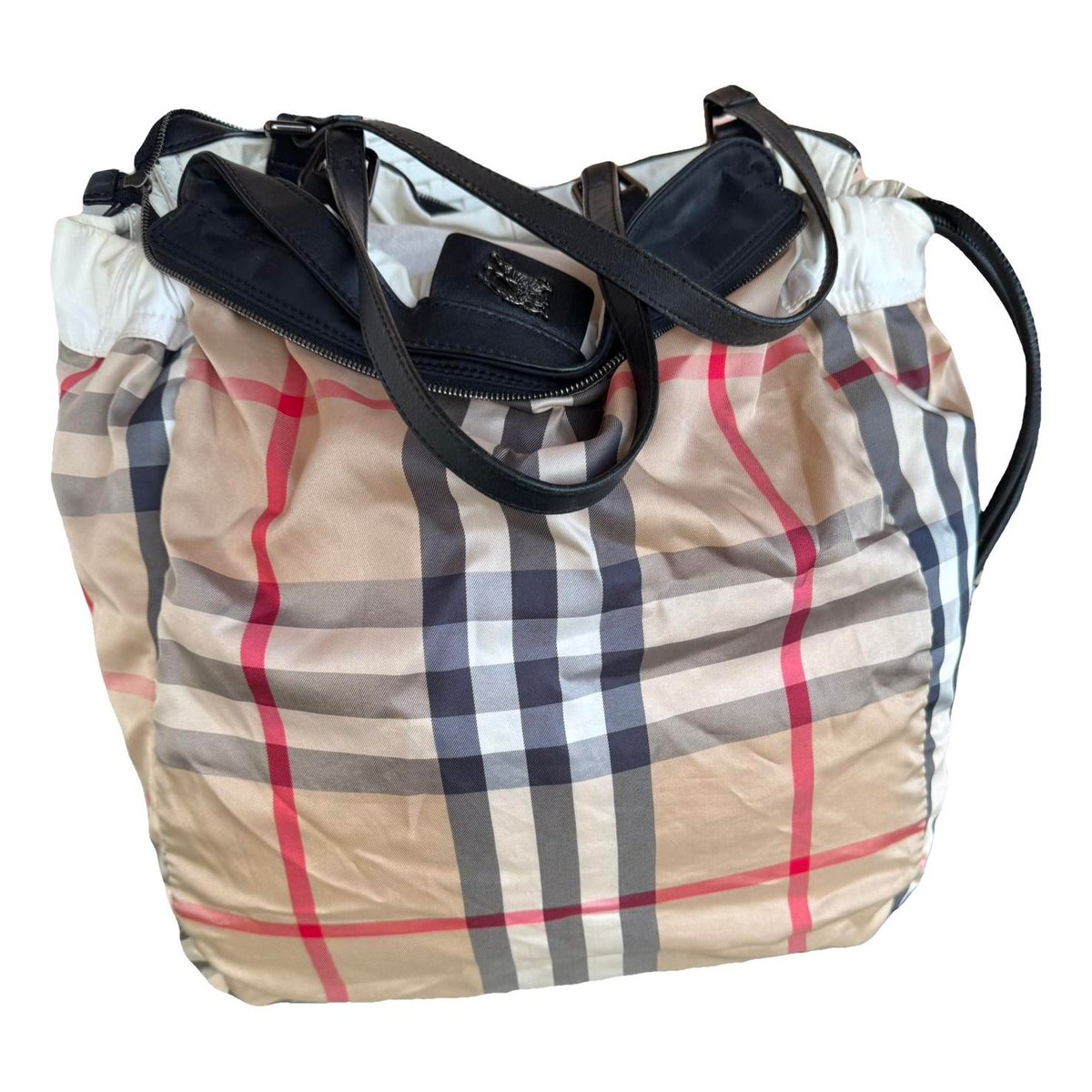Title leather handbag