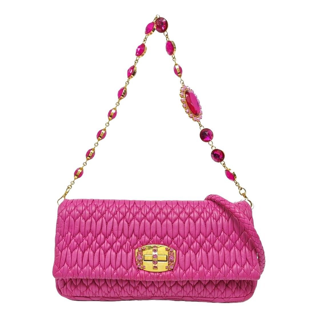 Miu Crystal leather handbag