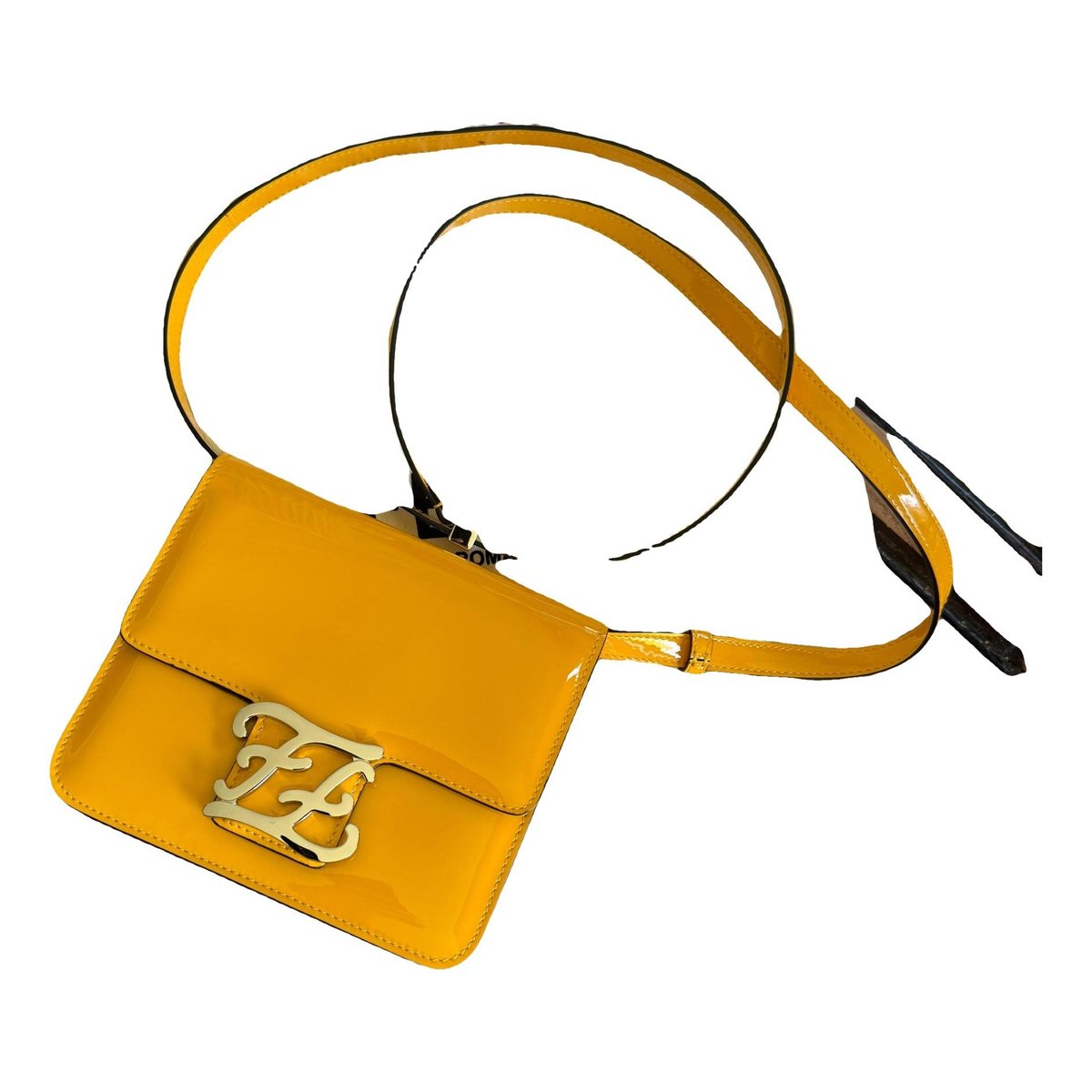 Kan U patent leather handbag