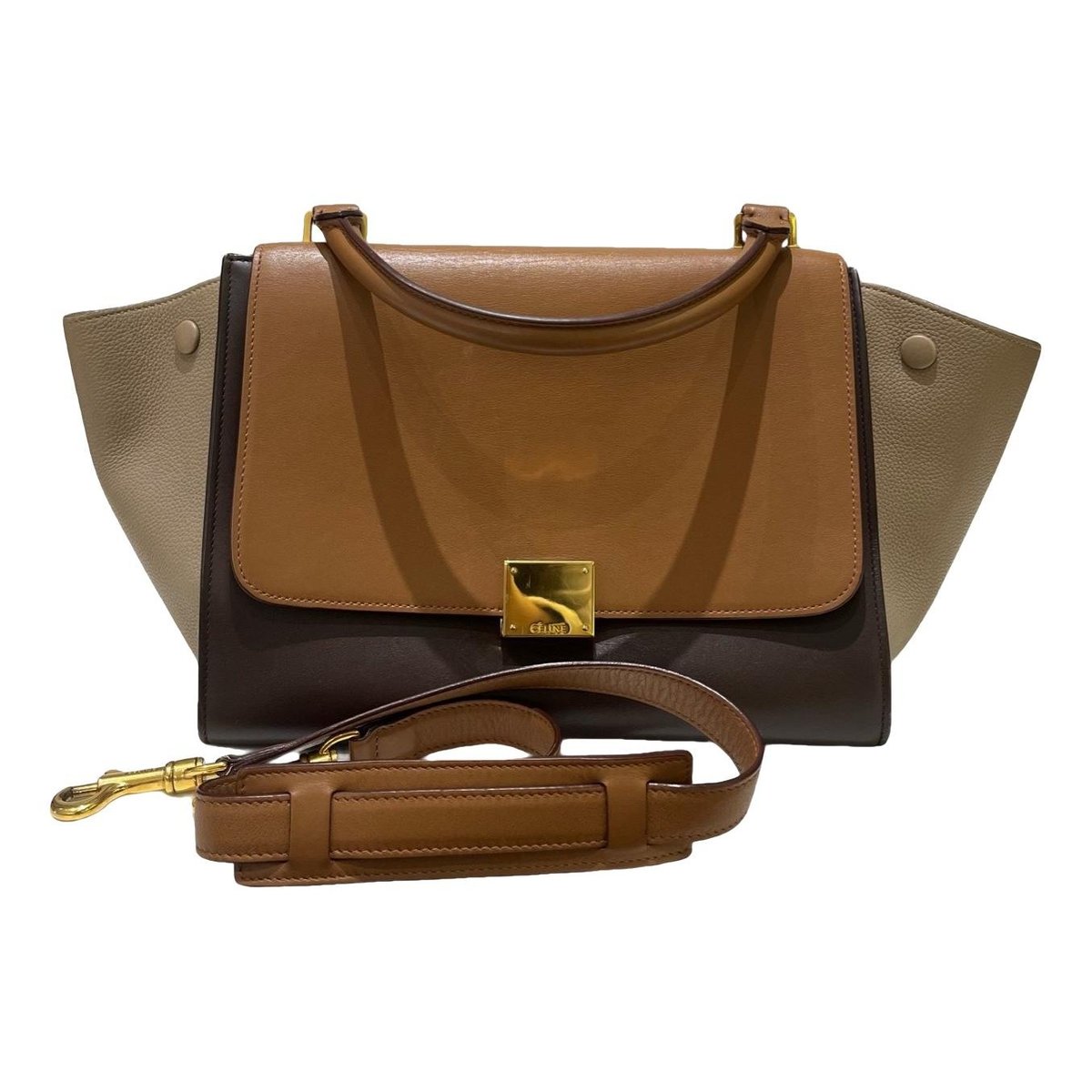 Trapèze leather handbag