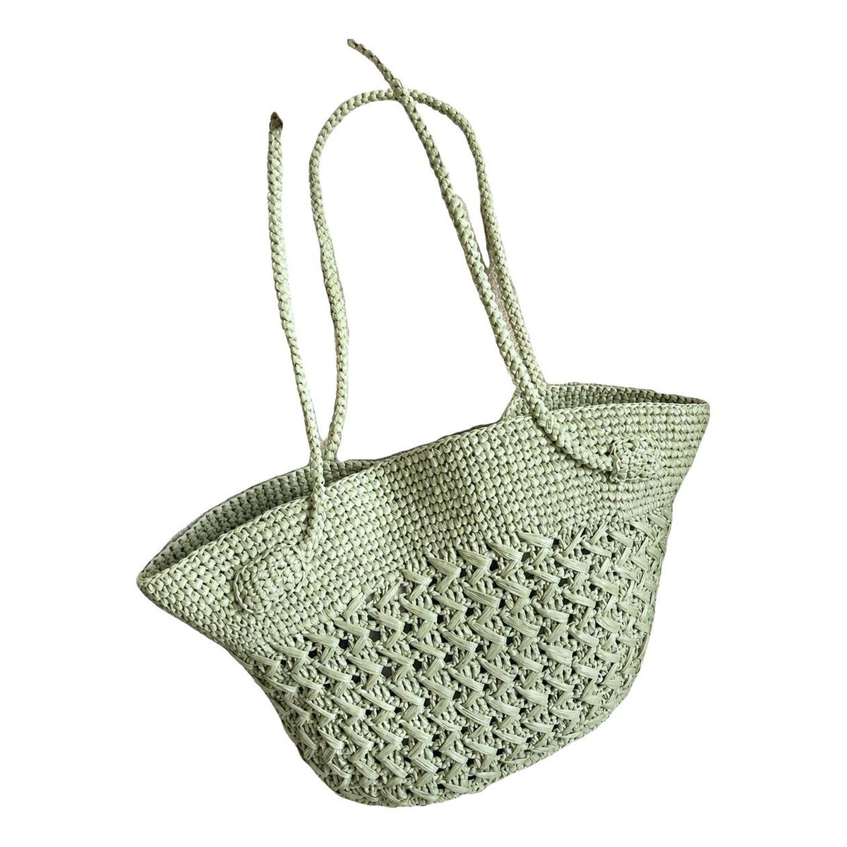 Crochet linen tote