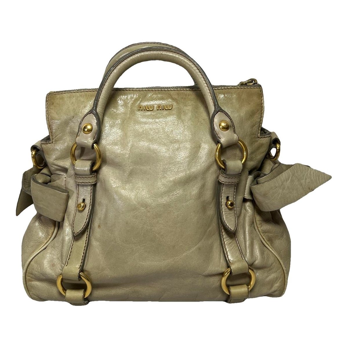 Bow bag leather handbag