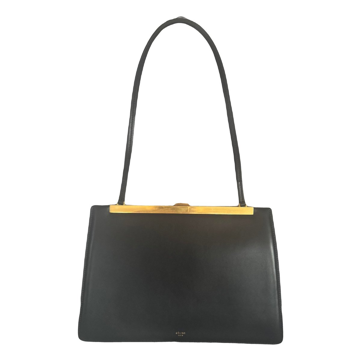 Clasp leather handbag