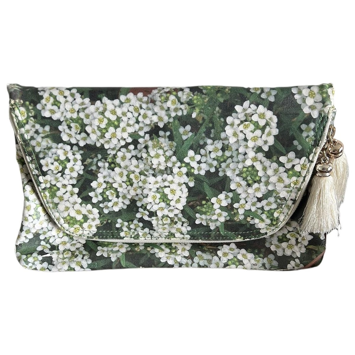 Crochet vegan leather handbag